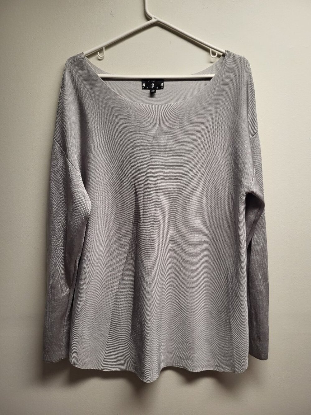 Lord & Taylor 424 Fifth Gray Long Sleeve Lightweight Pullover Sweater Top XL / T